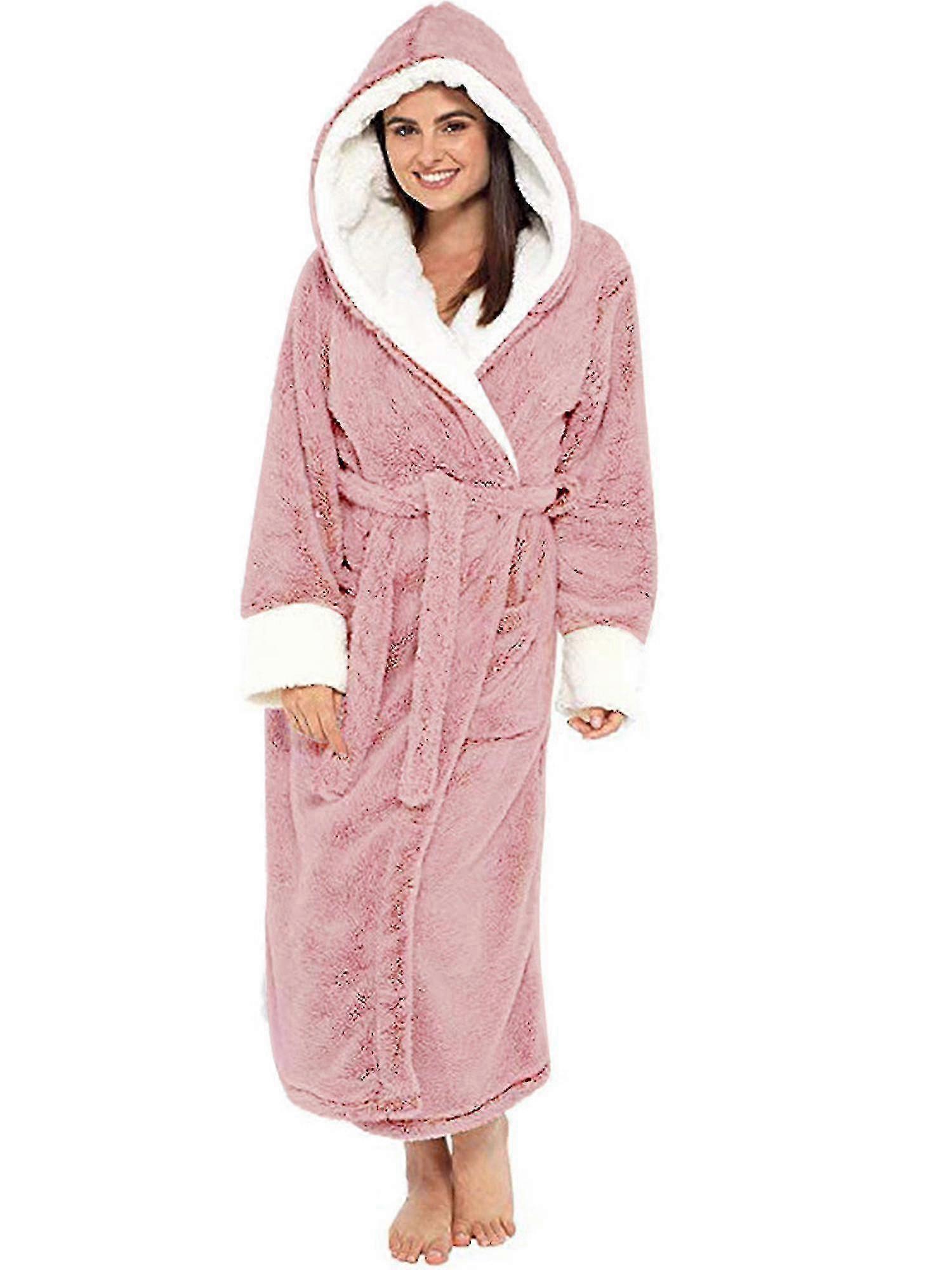 Roupão de banho com capuz com capuz macio Sherpa Fleece Roupão feminino
