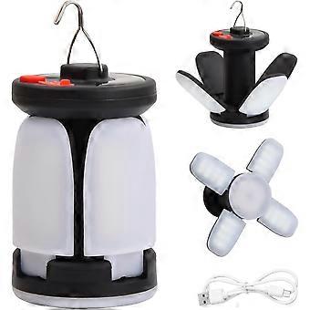 Solar-Camping-Laterne mit 6 Modi, faltbare LED-Campinglampe, wasserdichtes Zeltlicht mit Haken, wiederaufladbares Campinglicht