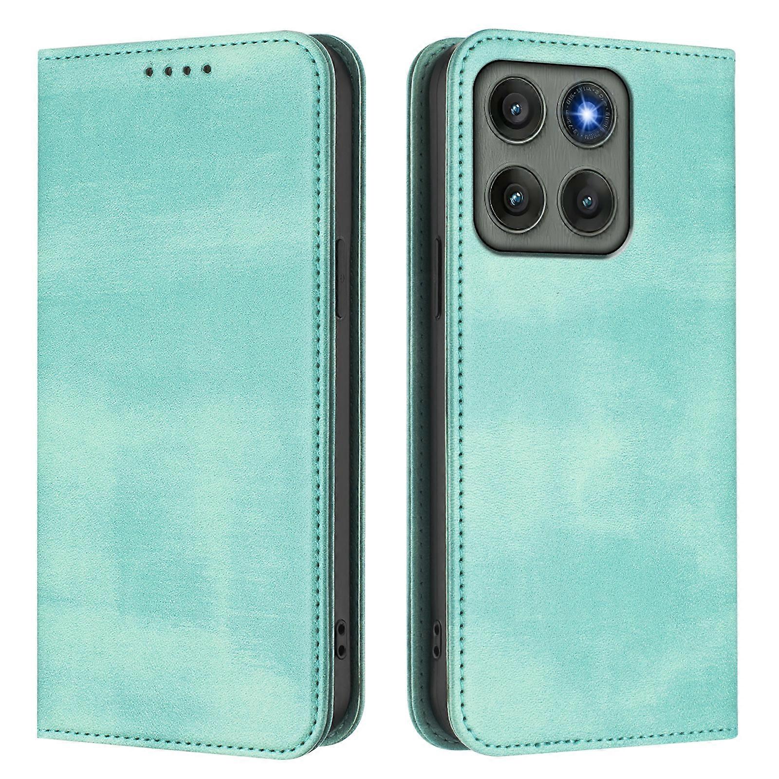 For Motorola Edge 60 Pro 5G Wallet Cases Retro Texture RFID Blocking Leather Phone Cover Mint Green