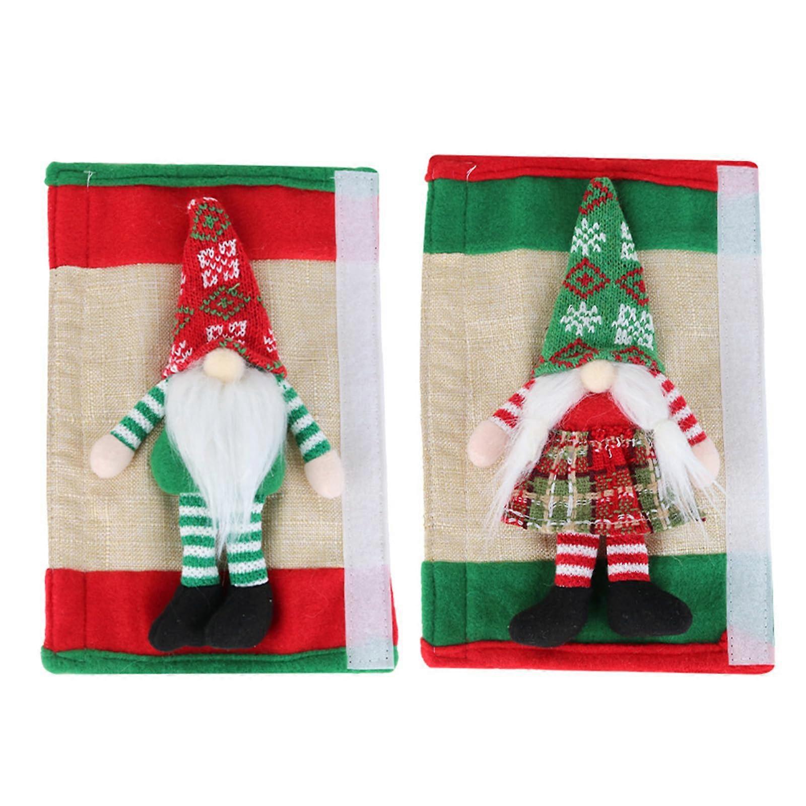 Refrigerator Door Handle Covers for Festivals and Christmas, Durable Polyester, Easy to Use Kitchen Decor, 2 Pieces