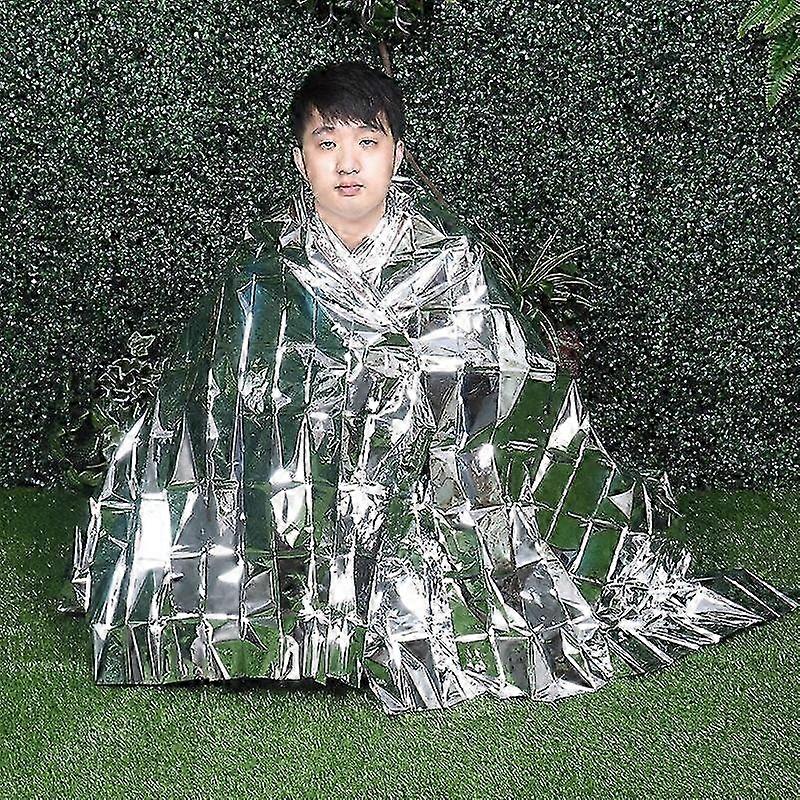 Pack of 10 Rescue Blankets, 210 x 130 cm Gold Silver Survival Blanket, Reusable Survival Blanket, Em