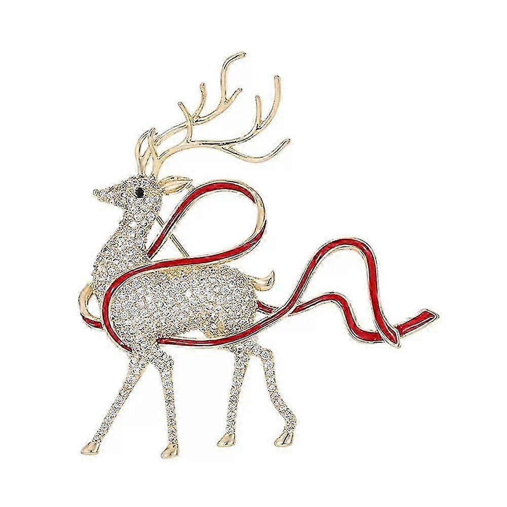ホリデーアクセサリーのためのゴールドトーンラインストーン鹿ブローチ