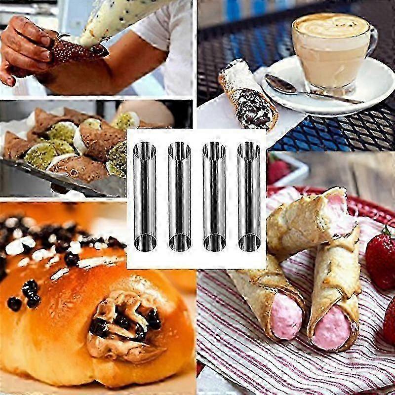 30Pcs Cannoli Tubes Forms Set Stainless Steel Non-Stick Cream Horn Danish Pastry Molds for Shell Cream Roll jn