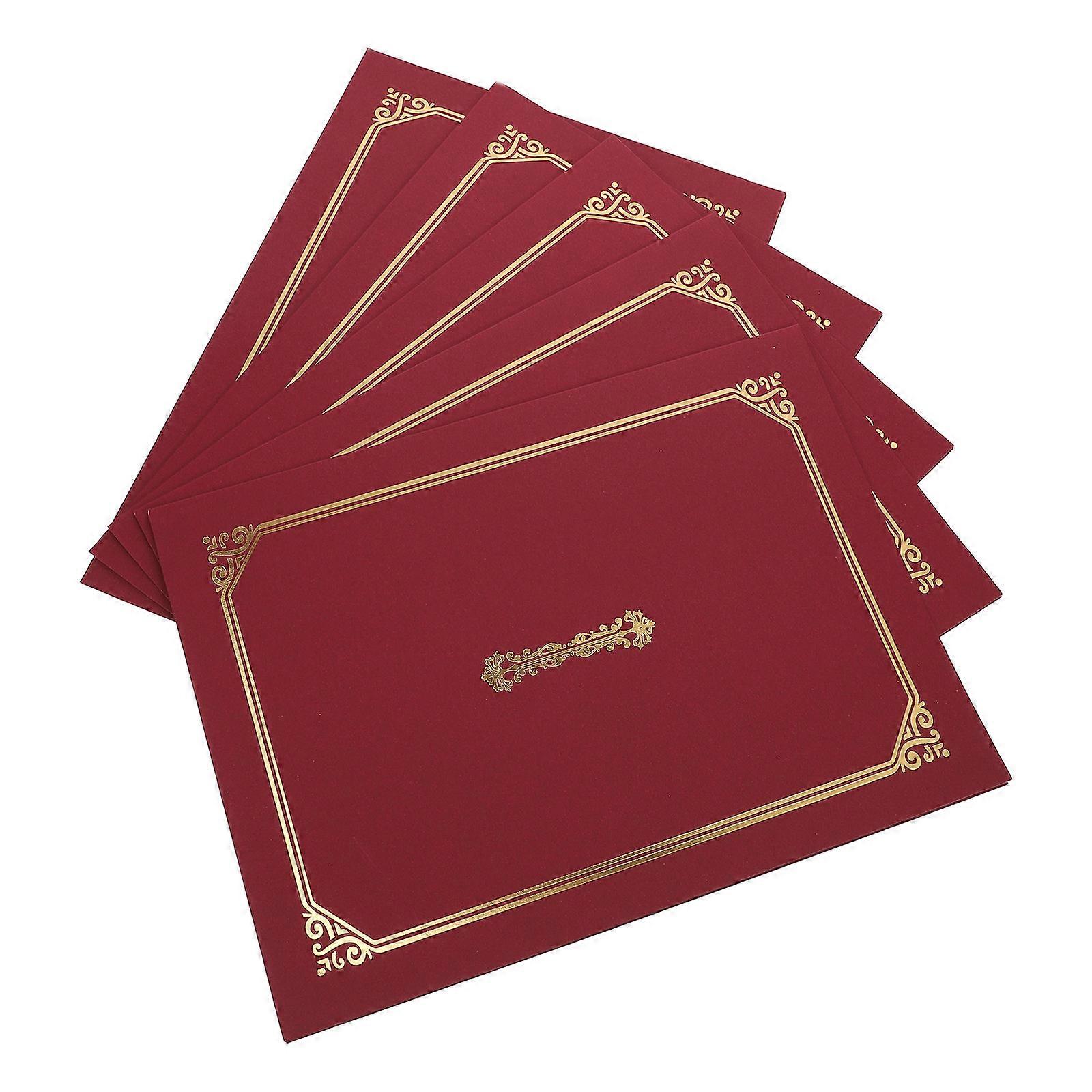 Diploma Foil Gold Stamping Document Covers Certificate Holders For Awards Rectangular Elegant Design 5Set