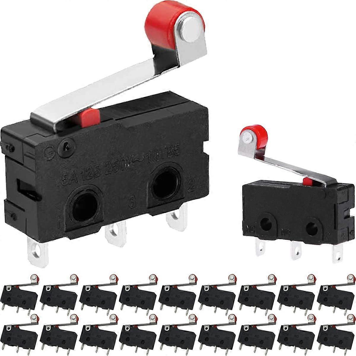 Micro Switch Limit Switch with Roller Lever Arm 3 P Mini Miniature Switch 5A 125V / 250V for Various Industrial Automation Devices (20 Pieces)