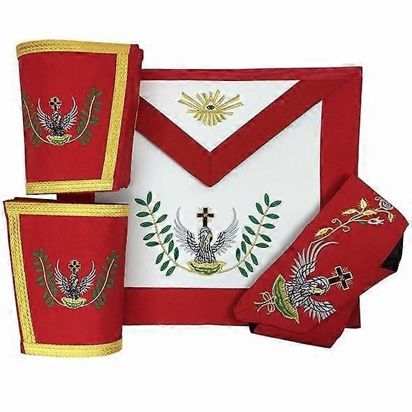 Masonic Rose Croix 18th Degree Apron, Gauntlets And Collar Set
