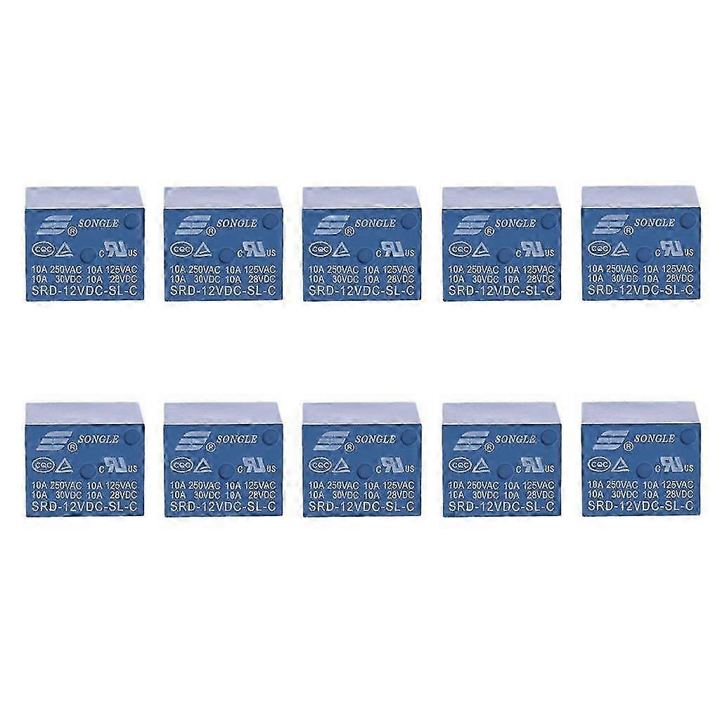10 PCS High Quality 5-Pin 12V Power Relays for DC Coil - Reliable PCB Relay Set for Electronics Projects