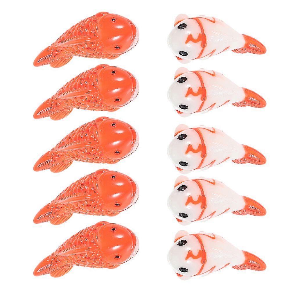 10Pcs Miniature Micro Landscape Carp Statue Tiny Fish Figurine Resin Fish Ornament for Fish Tank