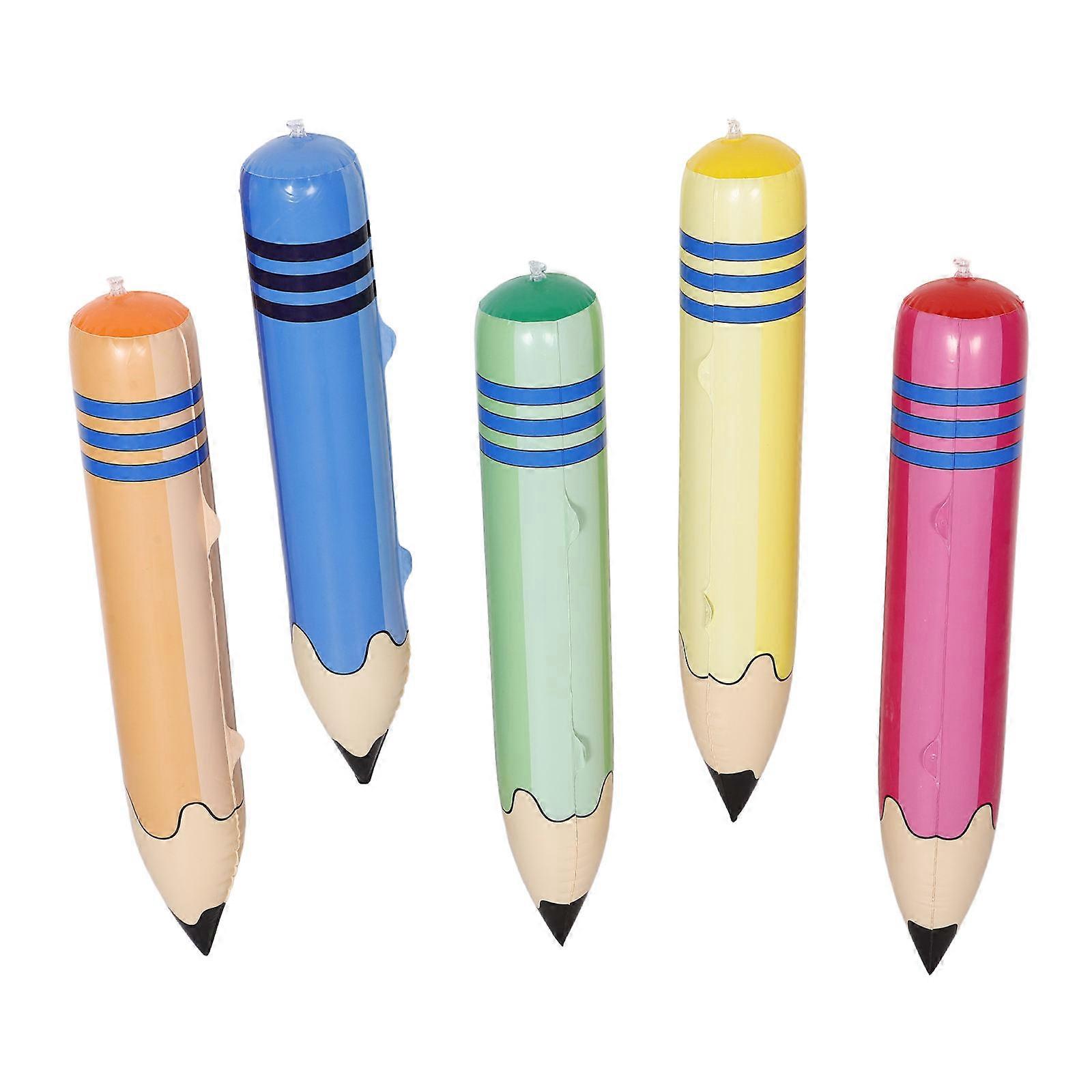 Giant Inflatable Pencil Toys 5pcs Big PVC Crayons for Party Use Assorted Color