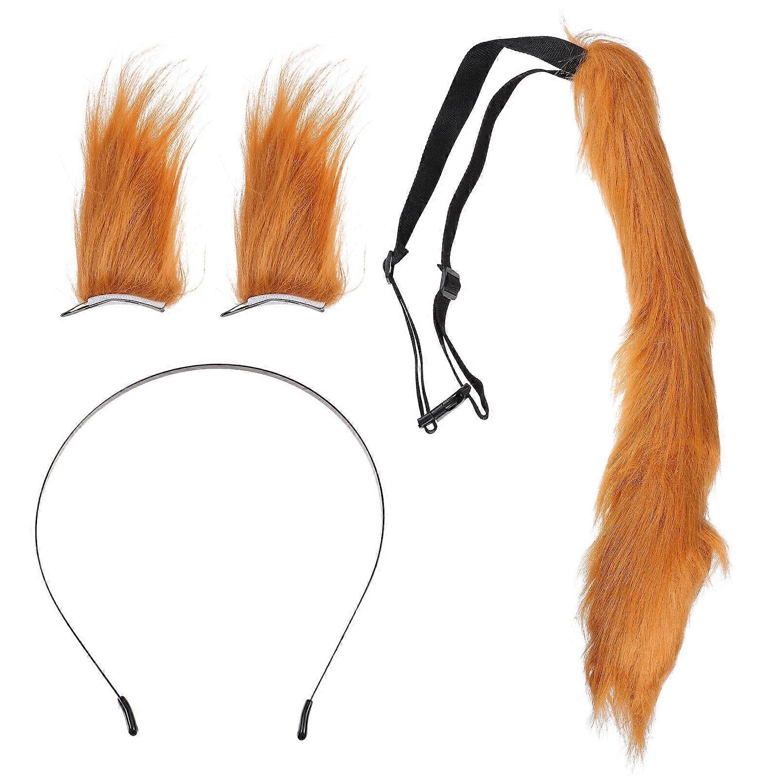 Accesorii cosplay pentru urechi și coadă de vulpe de pluș pentru Halloween și evenimente tematice – agrafe de păr pentru urechi de animale drăguțe și costume decorative Suplimente