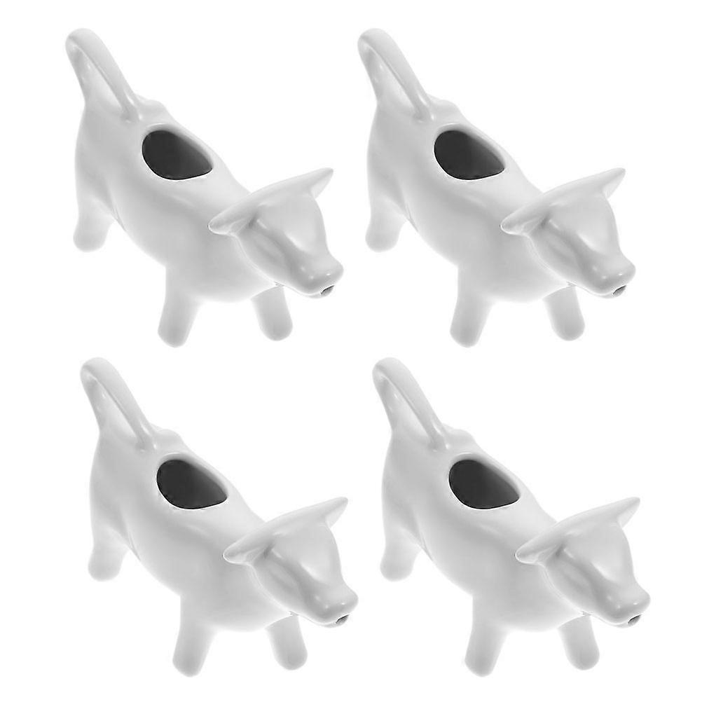 4pcs Cow Shaped Ceramic Creamer Pitchers for Coffee, Milk, Salad Dressing & Sauce – Household Kitchen Pouring Jugs