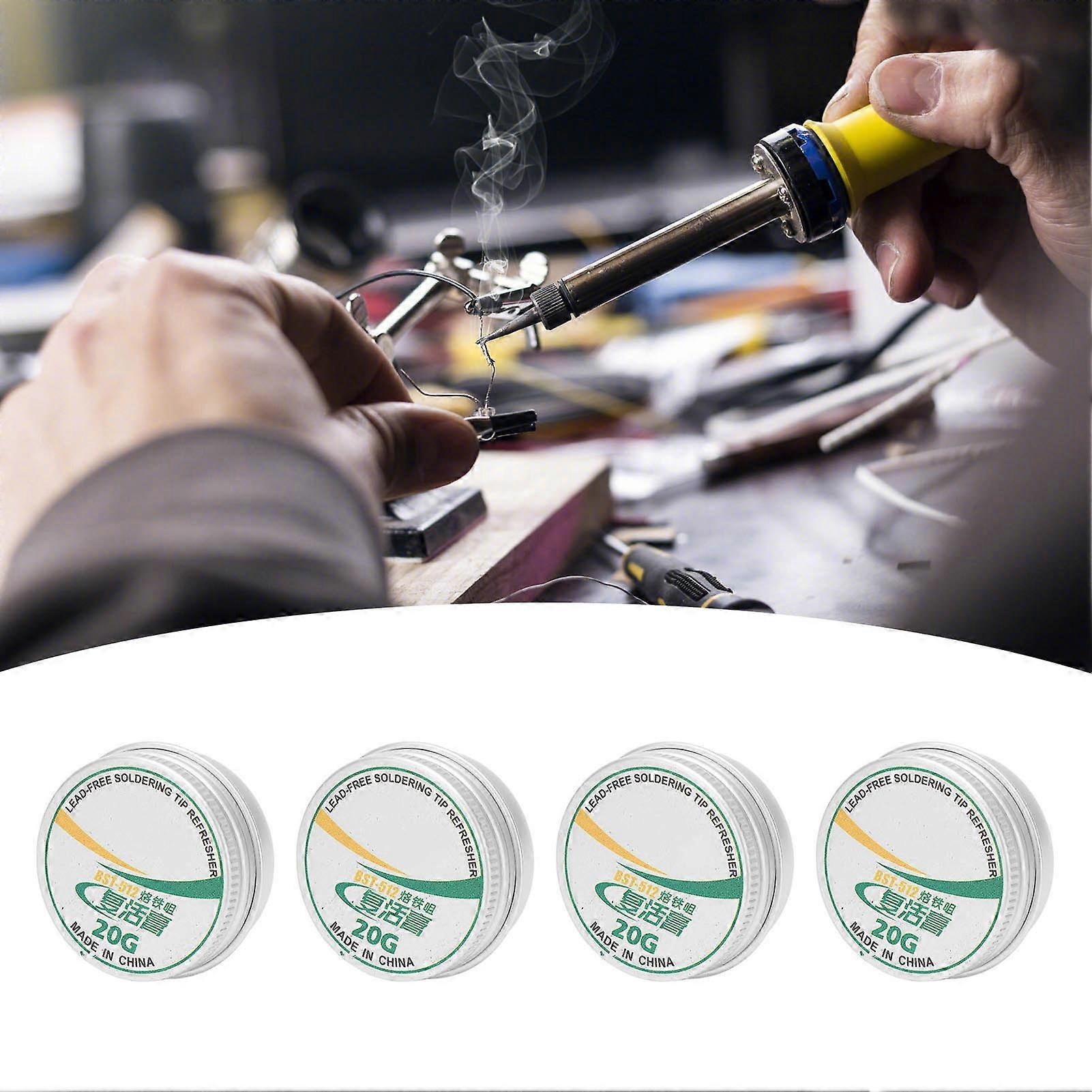 4Pcs Soldering Tip Refresher Clean Paste Tin Powder Resurrection Paste for Oxide Solder Iron Head 20g