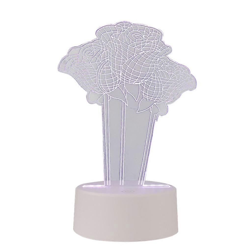 Multi Color 3D Rose Shape LED Night Light Creative Decorative Lamp for Home and Room Use 5.9 Inches