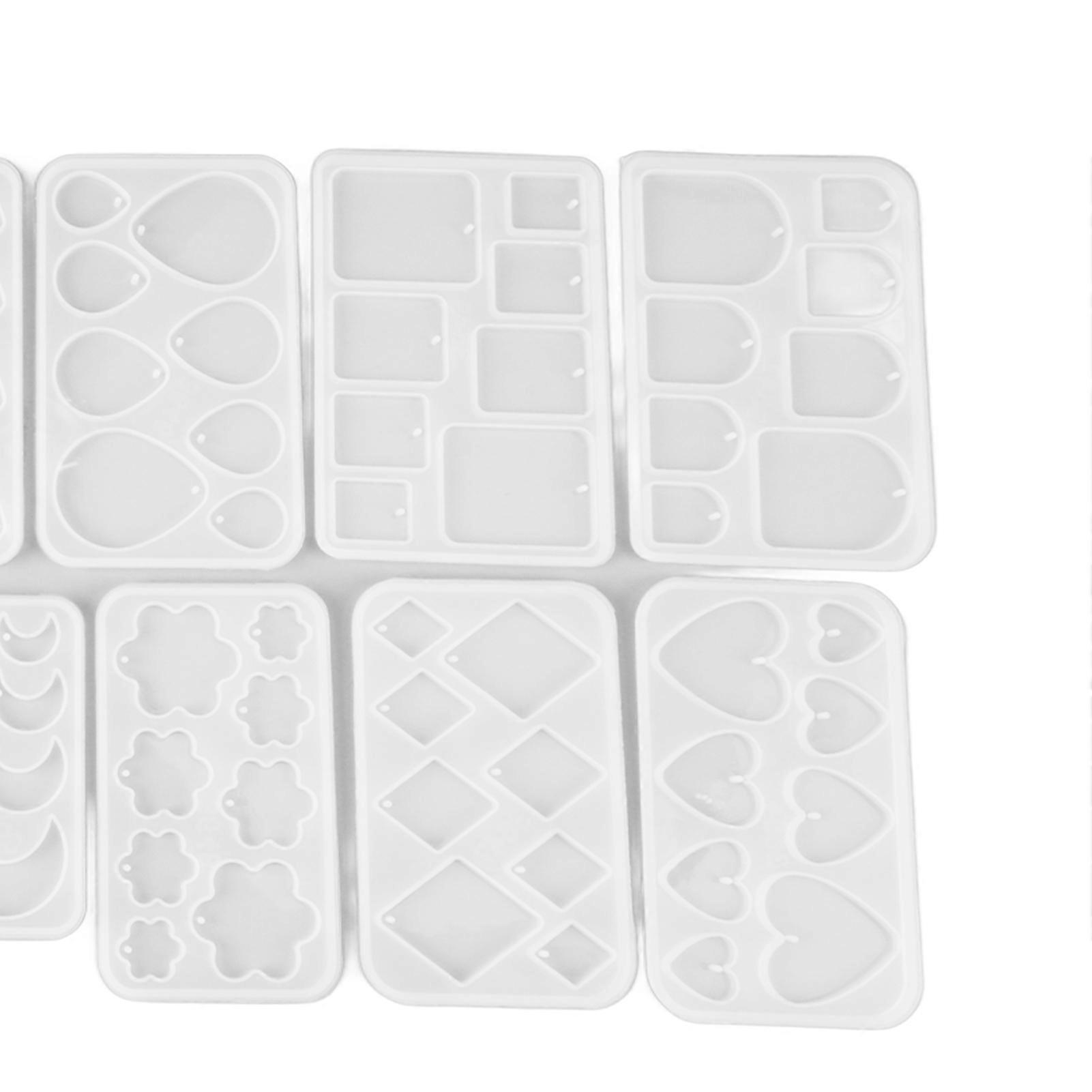 Silicone Jewelry Molds Assorted Styles Smoothing Reusable Flexible Pendant Casting Molds for Earrings Soap Candle