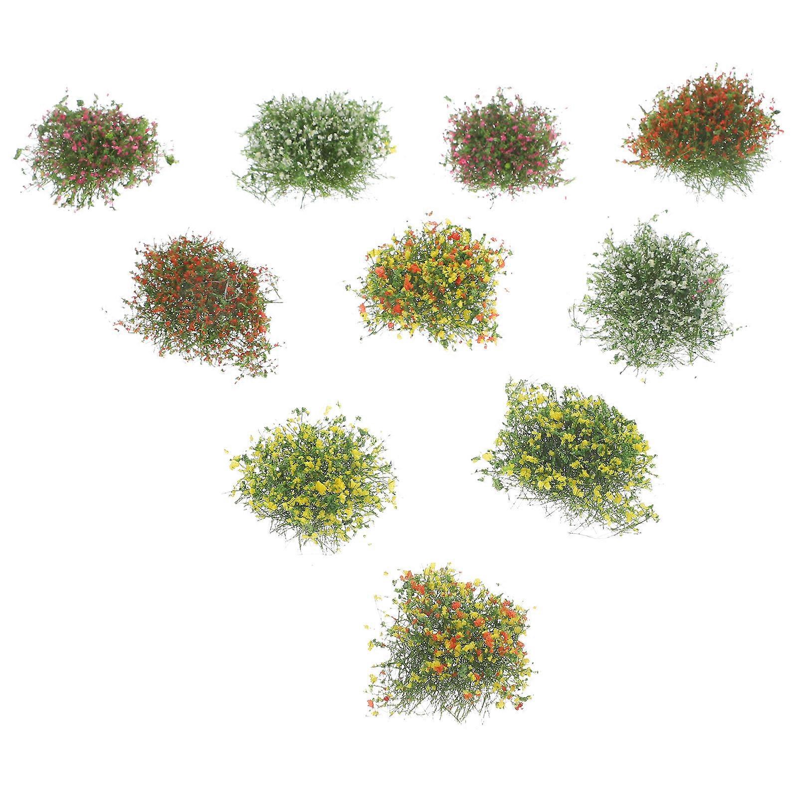 10pcs Mini Simulated Flower Clusters for DIY Micro Landscape Decor – Realistic Plastic Craft Flowers for Model Railway & Tabletop Game Scenery with