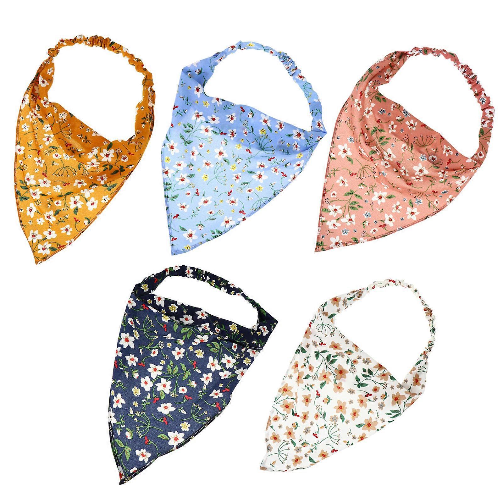 5pcs Floral Printed Elastic Hair Scarves Versatile Headbands for Women Comfortable Fit Hair Accessories for Daily Wear Travel and Parties