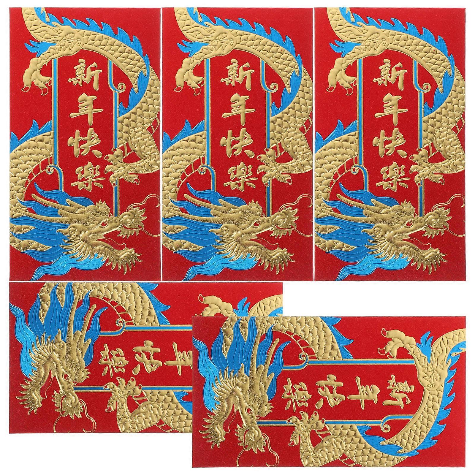 Paper Red Envelopes Chinese New Year 2024 Dragon Year Rectangular Red 36Pcs
