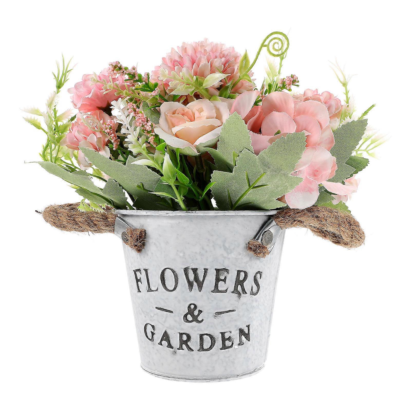 Pink Iron Hydrangea Planter with Simulated Bonsai for Home Decoration Adds Natural Style to Any Room