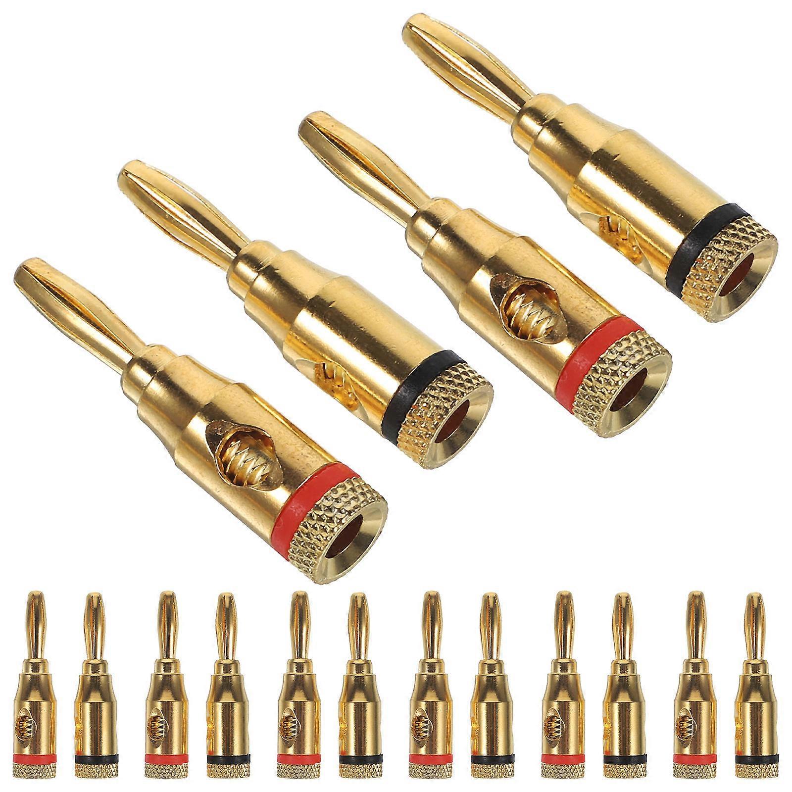 Audio Banana Plugs Gold Plating for Resistance Home Audio Setup Clear Sound Output 12 Pairs