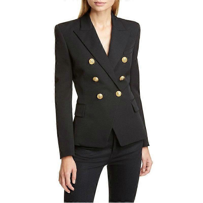 European and American Style Women's Suit, Fashionable Double-breasted Lion Metal Jacket