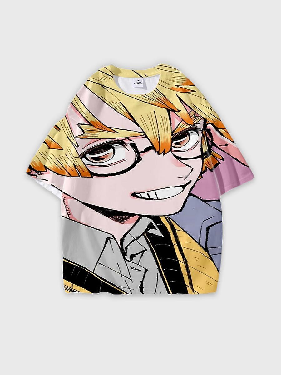 T-shirt round neck Character Pattern loose short sleeve P772