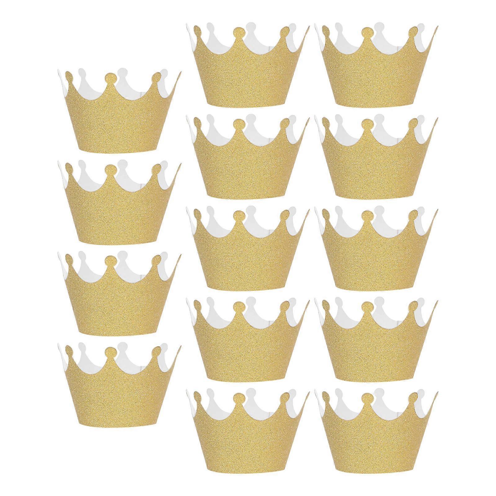 Party Glitter Paper Crown Cupcake Wrappers Golden For Special Events Elegant Muffin Liners 8.00X8.00X5.00CM Cupcake Packaging 36Pcs