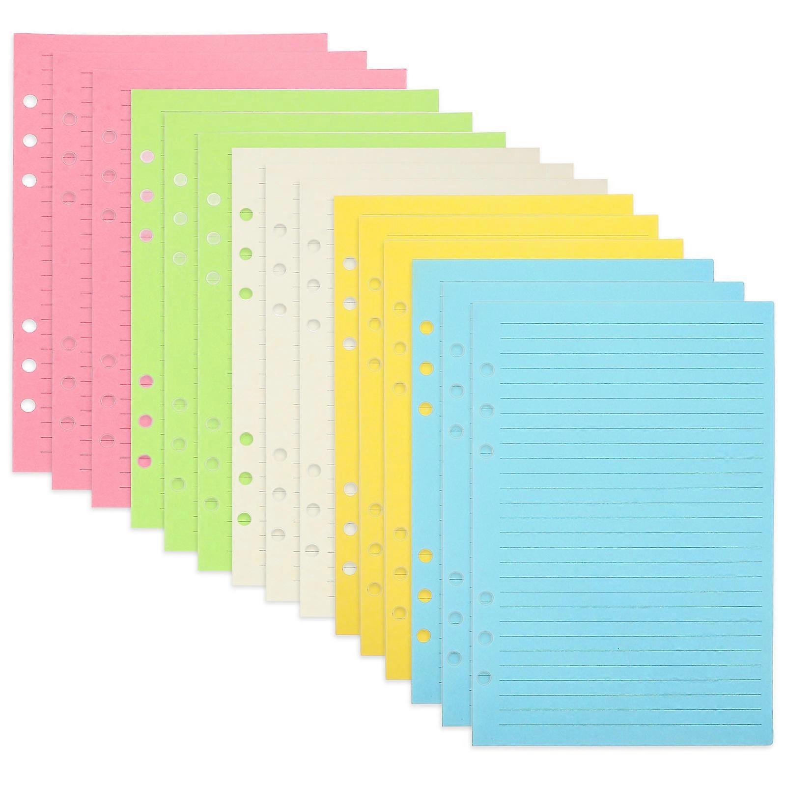 Notebook Paper Refill with Six Holes for Easy Insertion Assorted Color 50 Sheets A5 Size