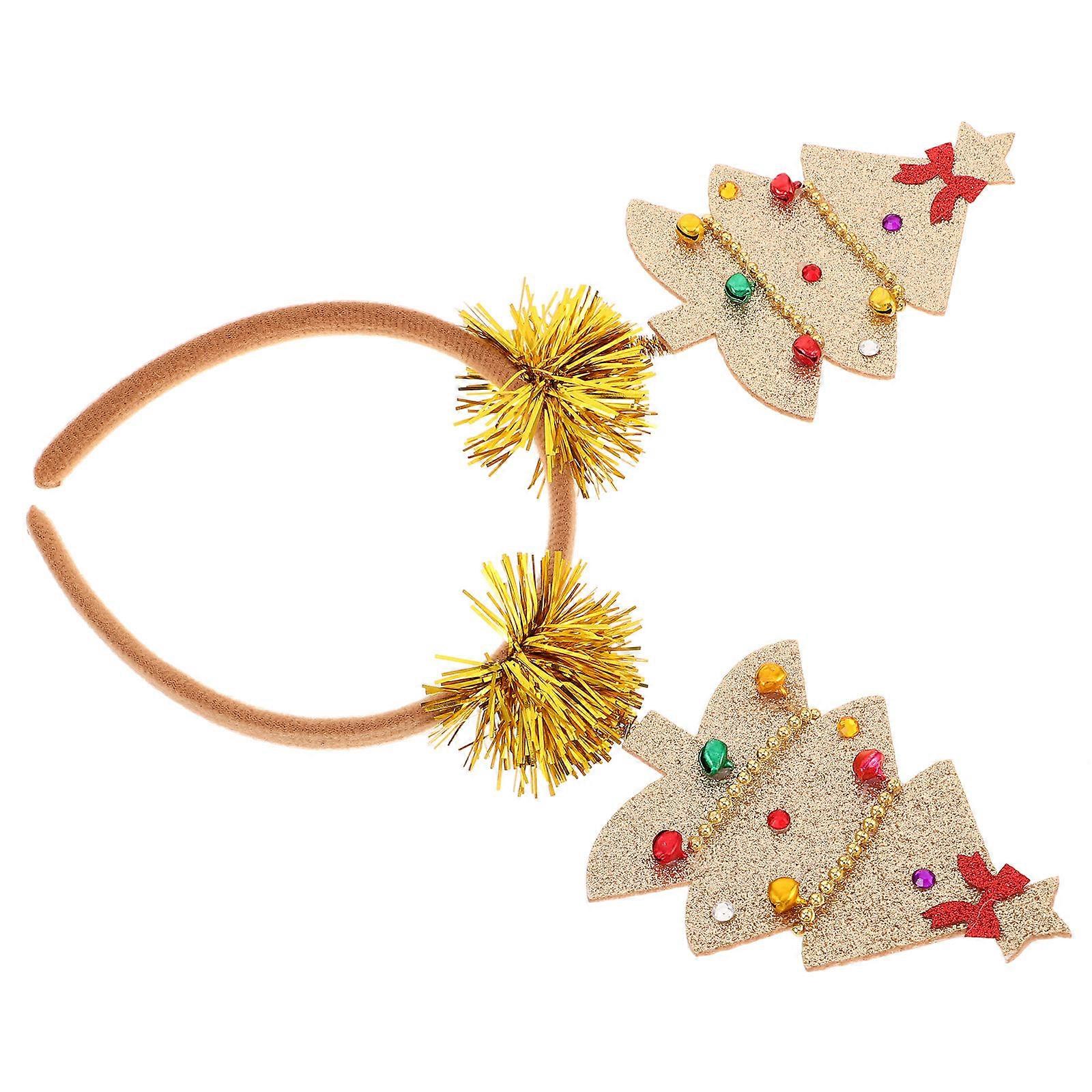 Noel Kafa Bandı Ağaç Şekli Şenlikli Aksesuar Altın Plastik Keçe PET 1 Adet