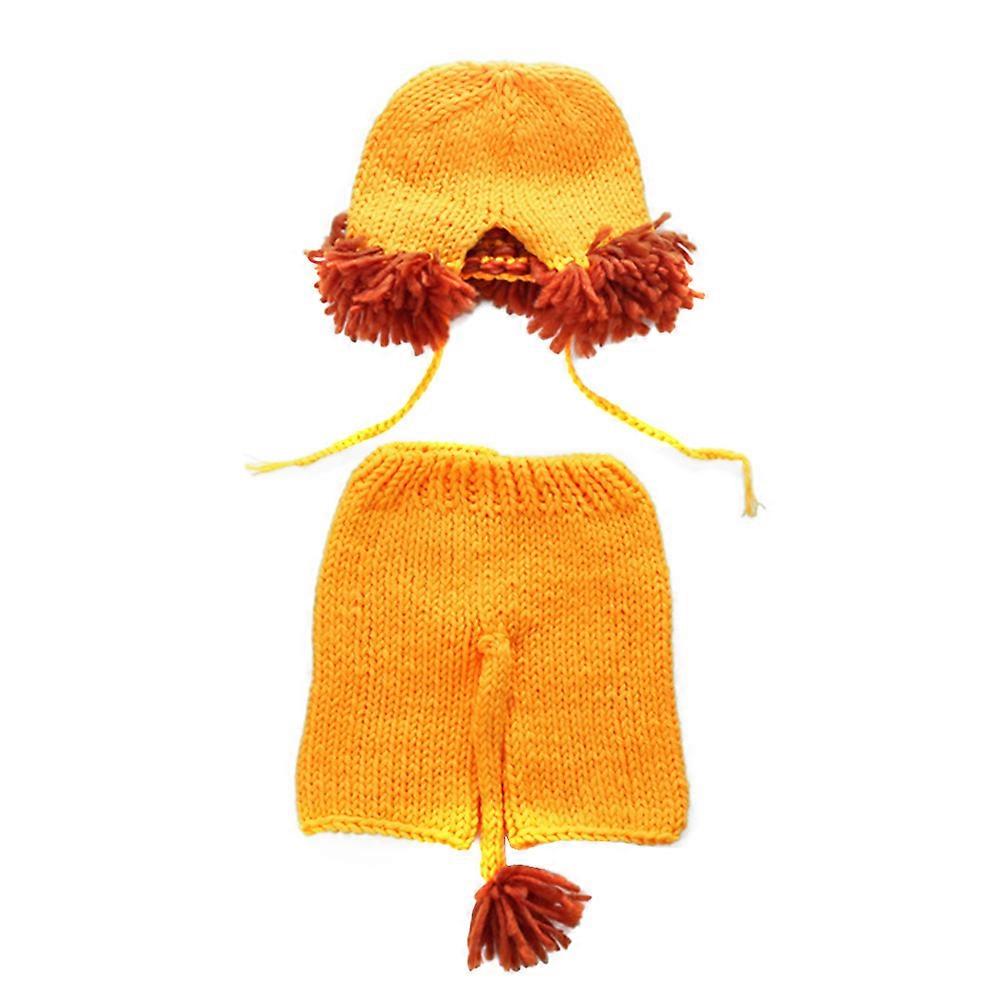 Infant Lion Costume Baby Shower Gift Sets Multi Color Elastic Material Hand-Knitted Newborn Photo Outfits 1 Set