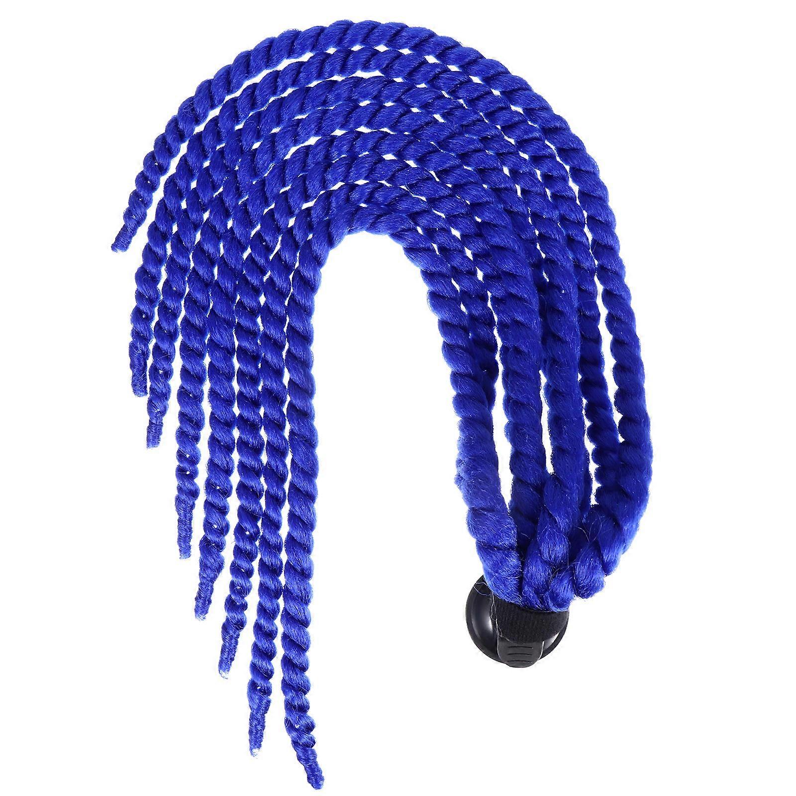 Blue Synthetic Braid Wig for Decoration Reusable and Durable Suction Cup Design Fits Most