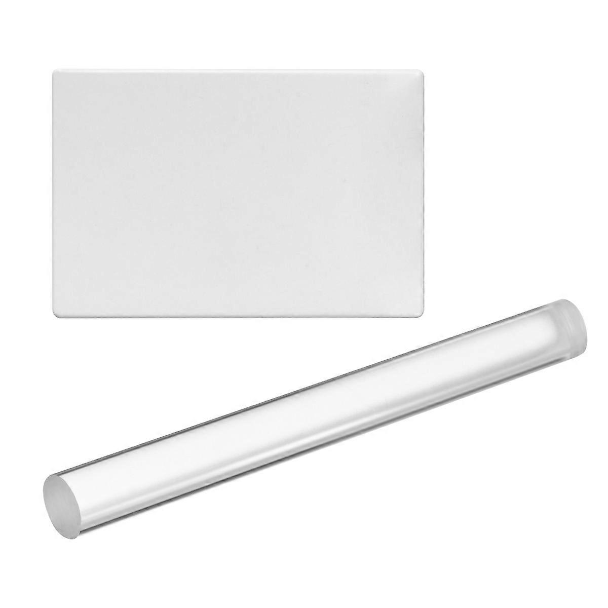 ULTNICE 2pcs Acrylic Clay Roller and Sheet Backing Board Essential Modelling Tools