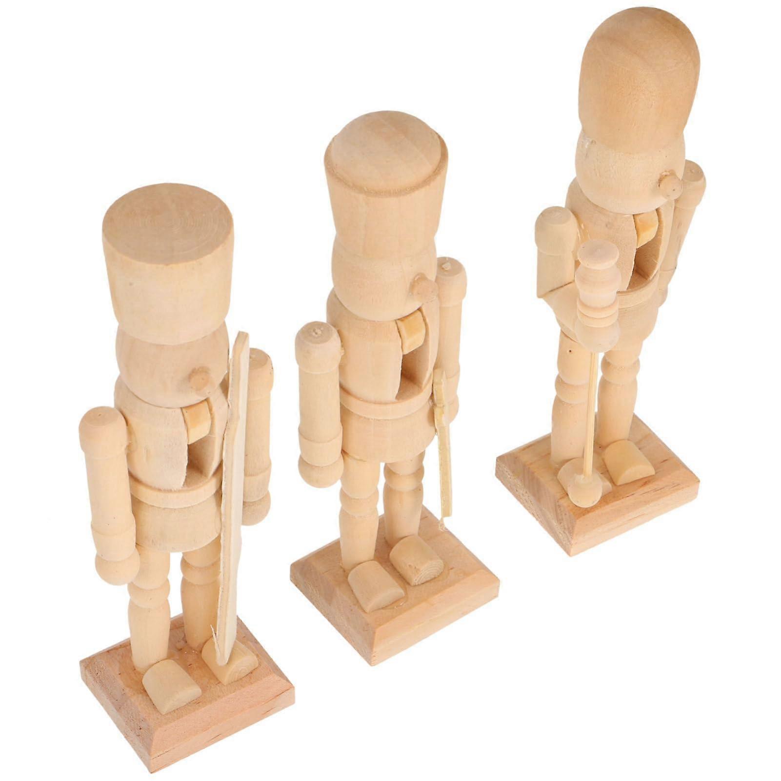 Paint Your Own Christmas Wooden Nutcracker Figures Unpainted Pack of 3