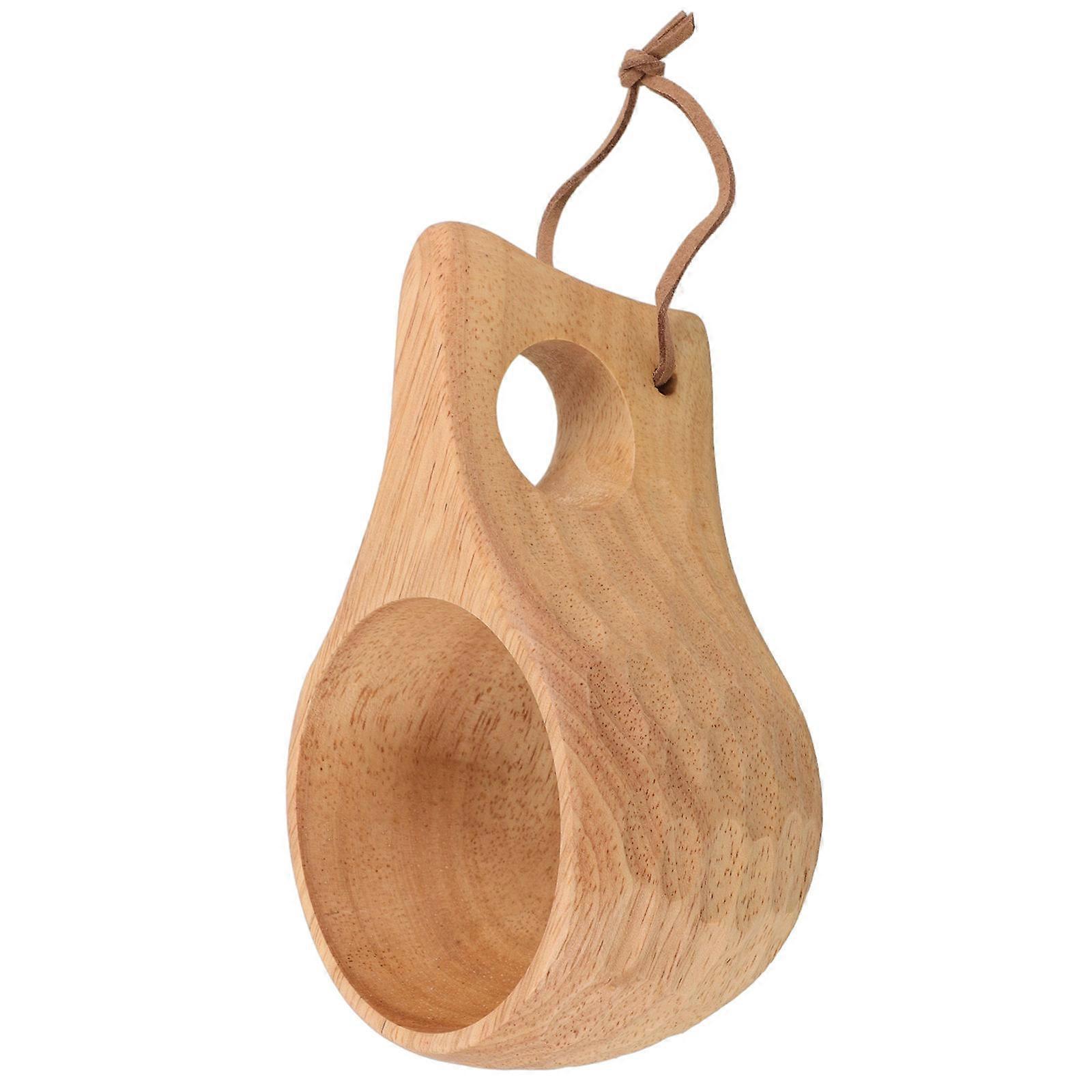 tasse à lait en bois salle à manger en bois poignée à trou rond 1Set