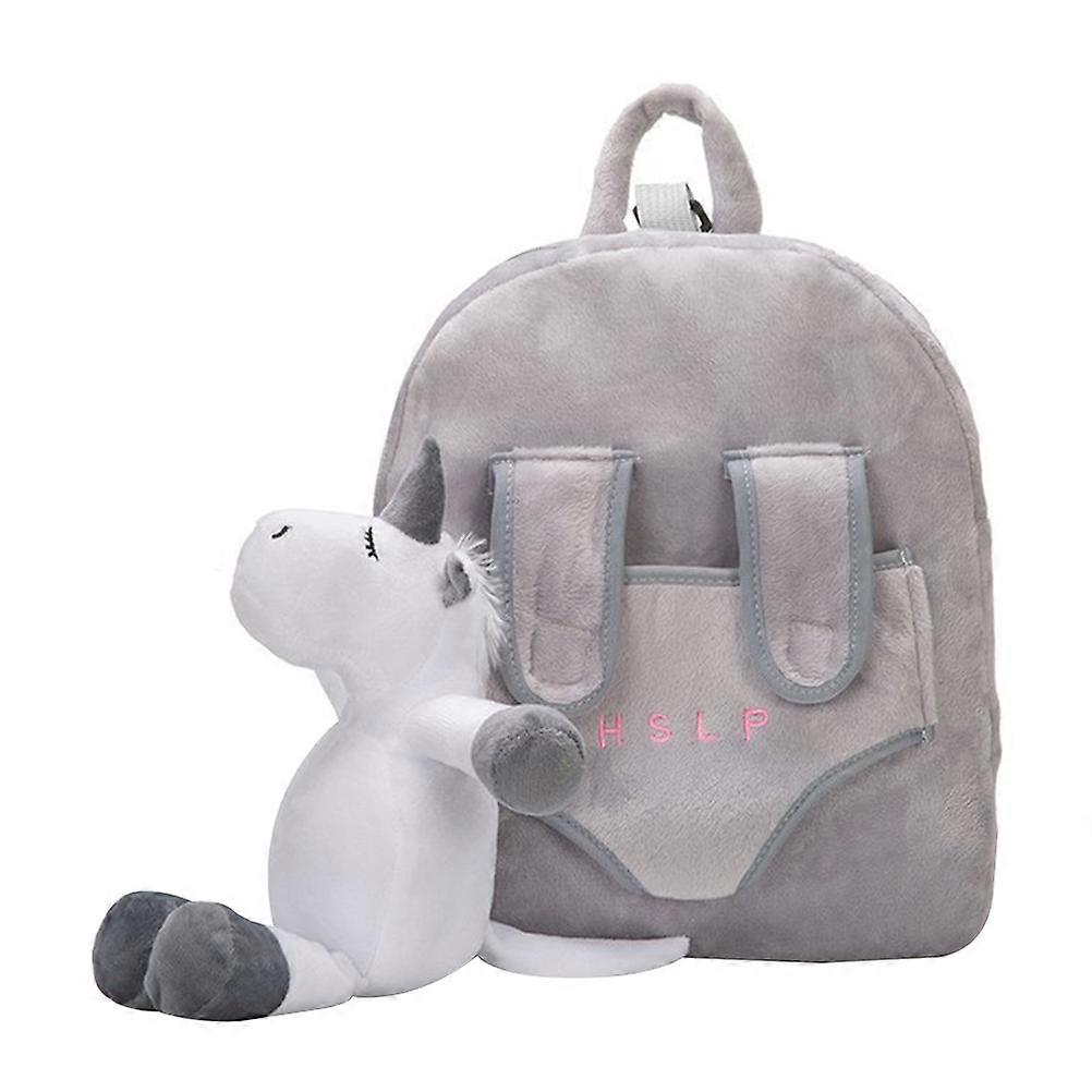 Grey Kids Backpack with Leash for Toddlers Cartoon Unicorn Harness Fabric 70 to
