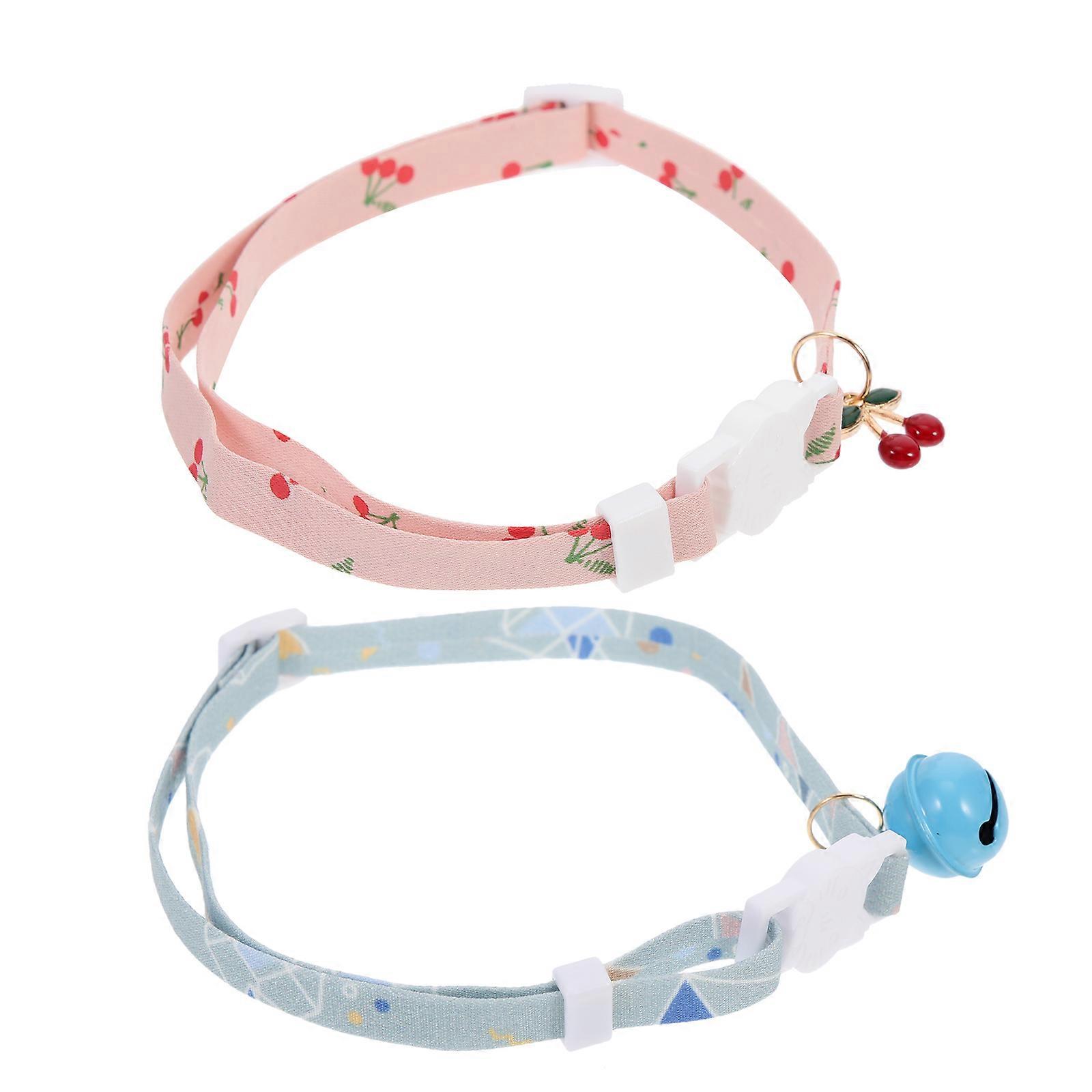 Chic Cloth Pet Collars for Girl Cats and Kittens Assorted Color Comfortable and SkinFriendly 2pcs