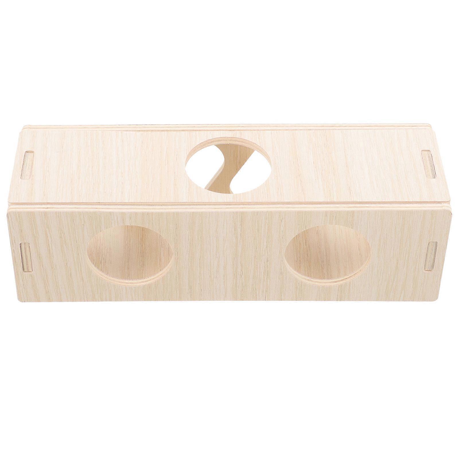 Beige Wood Hideout Tunnel for Hamsters and Small Pets to Bite-resistant Toy House for