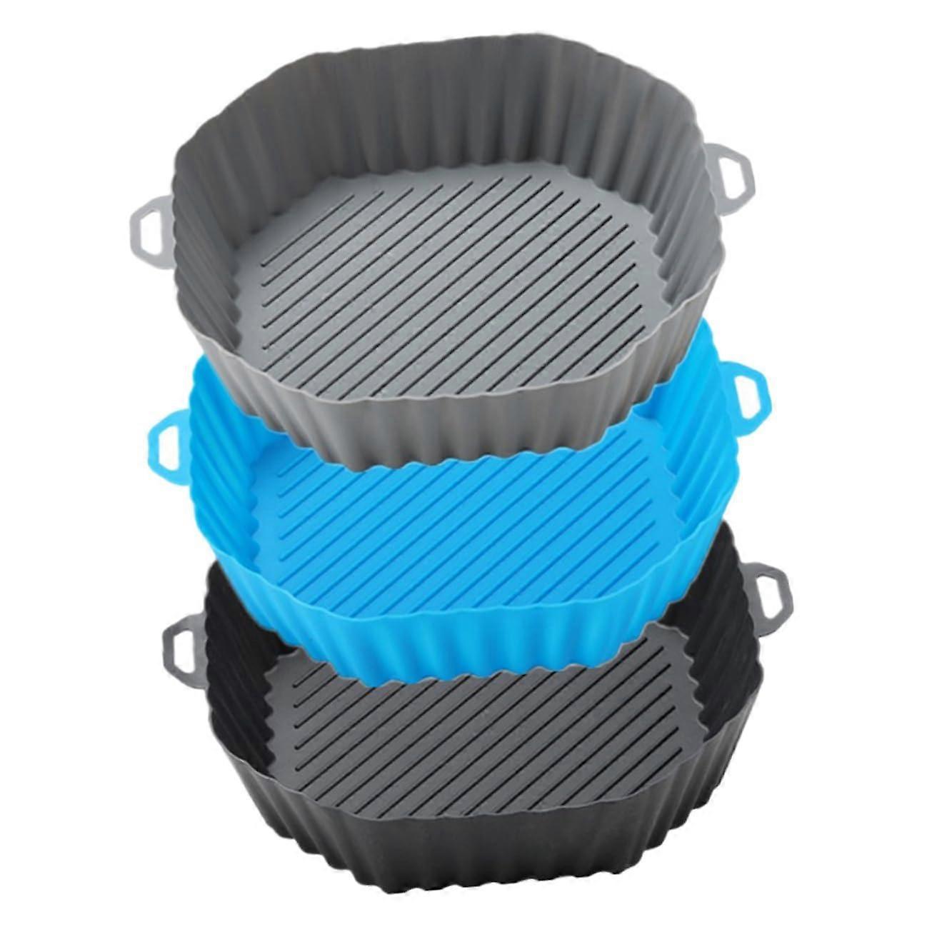 ホットエアフライヤートレイ3個パック、再利用可能なエアフライヤーバスケット、焦げ付き防止エアフライヤーインサートマット、エアフライヤーアクセサリー。