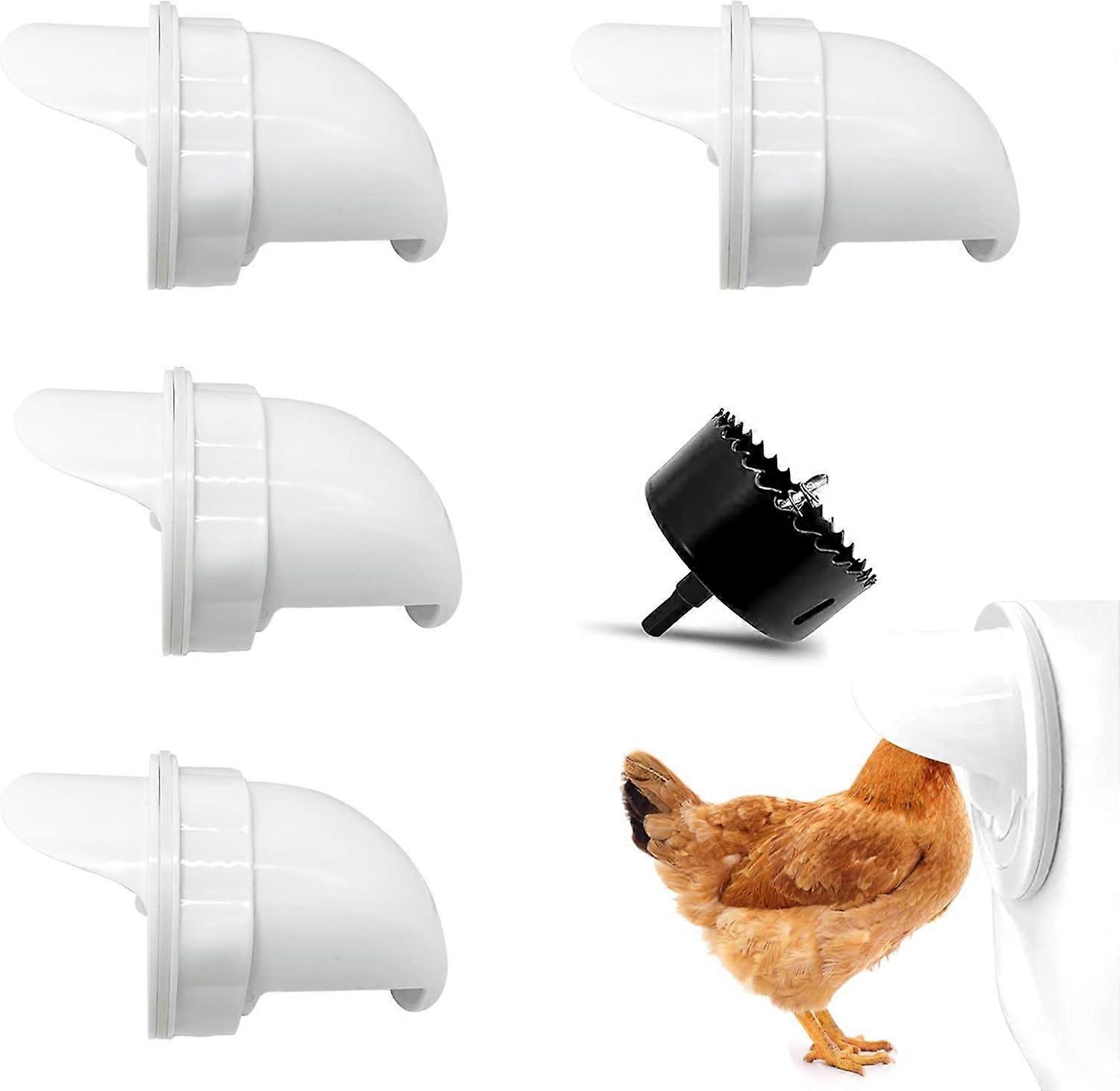 Gravity feed kit for buckets Waste-free chicken feeder port troughs and more bins professional poultry feeder 4 poultry feeder ports