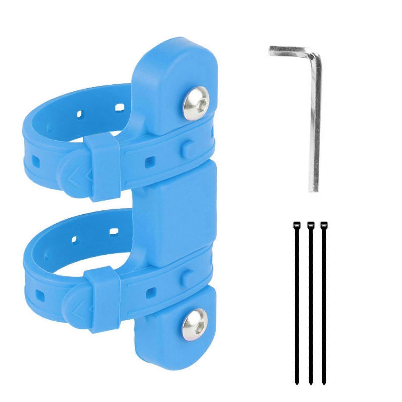 Bicycle Water Bottle Holder Strap, Soft Silicone Band, Non-Puncture Design, Easy-to-Use, Blue Color