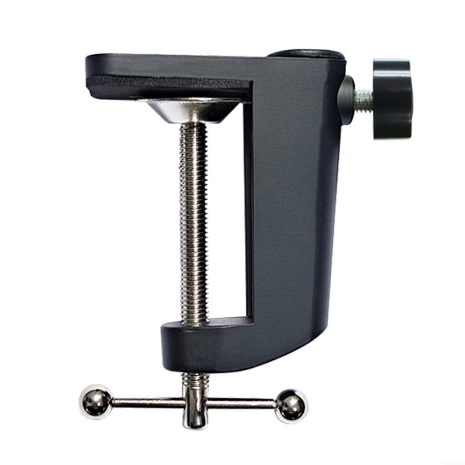 Table Mount Clamp C-Shaped Aluminum Bracket, 360-Degree Fixed Rotation, Black