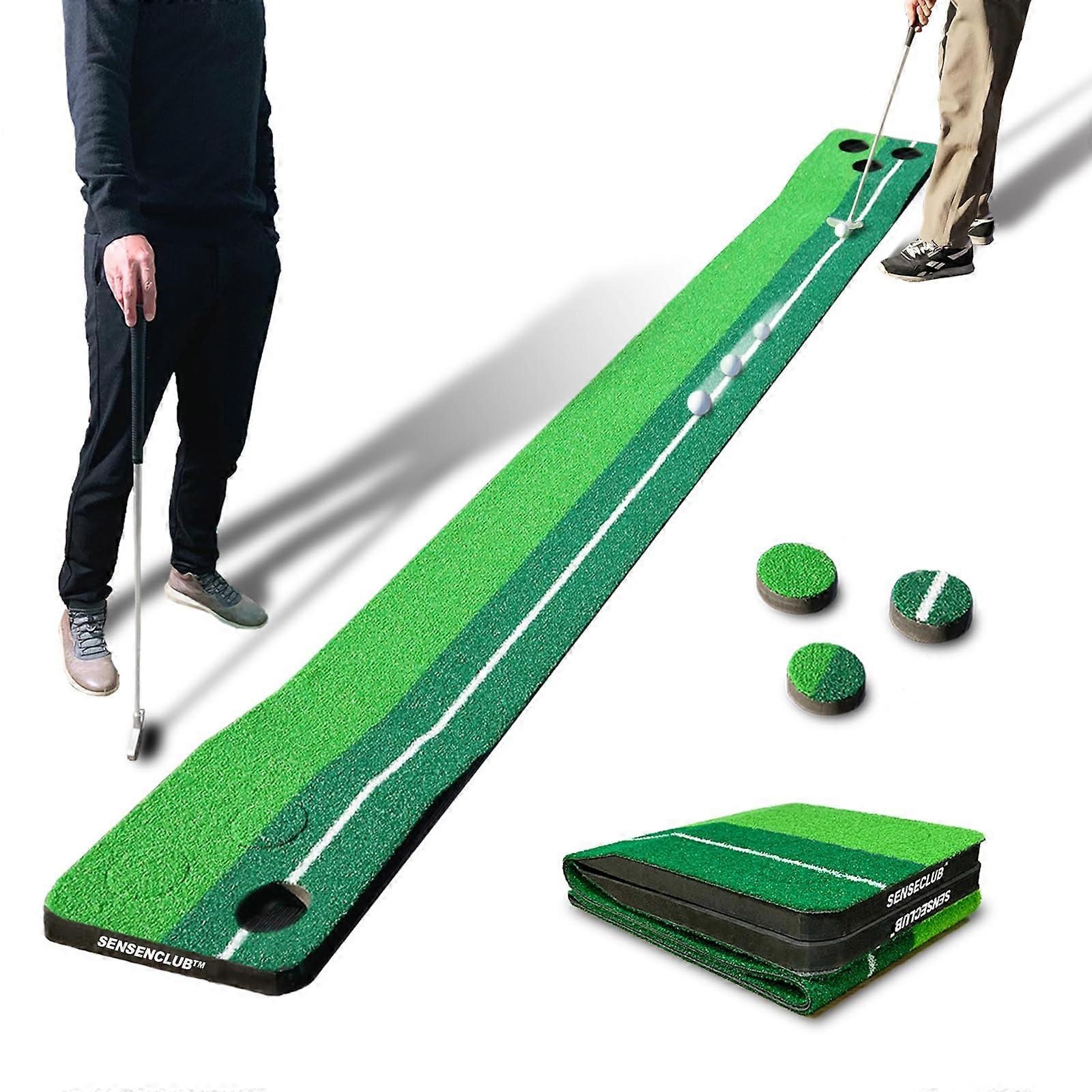Golf Pong Putting Game Indoor Putting Green Set With Putter And Putting Mat, Ball-Collect System Backyard 6 Caps