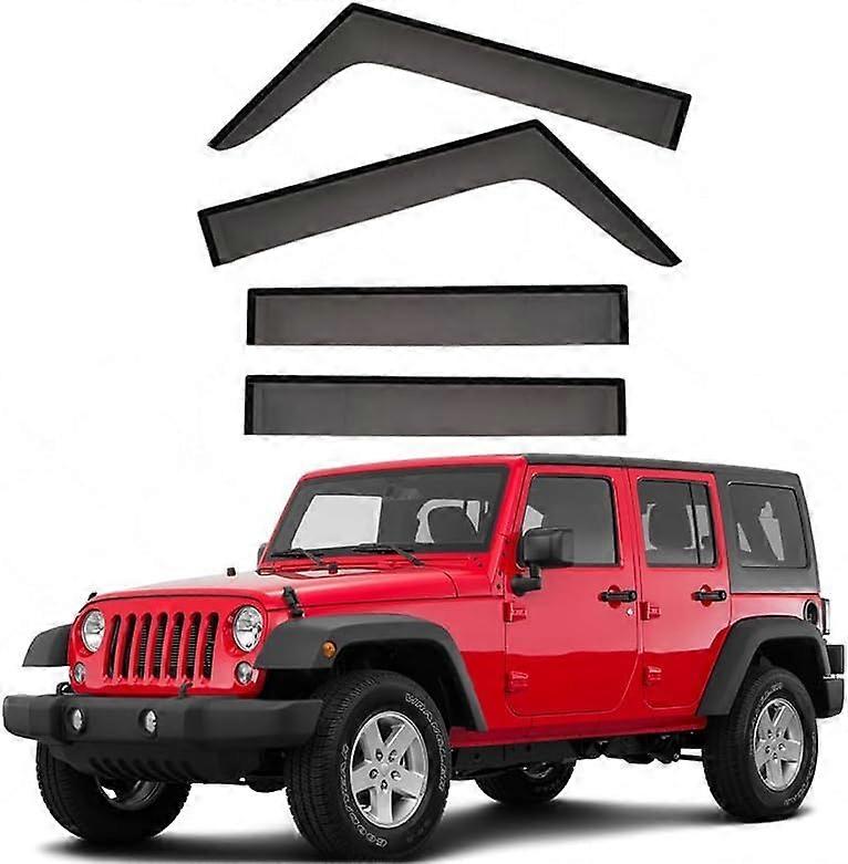 Auto Windabweiser for Jeep Wrangler MK3-JK 2007-2017, Durable Rain Guard, Front & Rear, Sunshade Window Deflectors