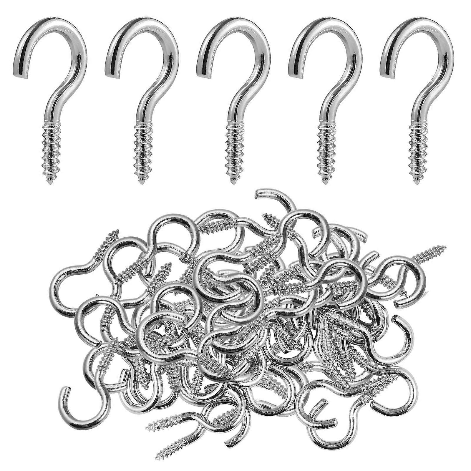 Screw Hooks Heavy Duty HEALLILY 100Pcs Ceiling Hooks Ideal For Household Users Indoor Outdoor Use 2.10X1.00X0.20CM Strong And Corrosion Resistant