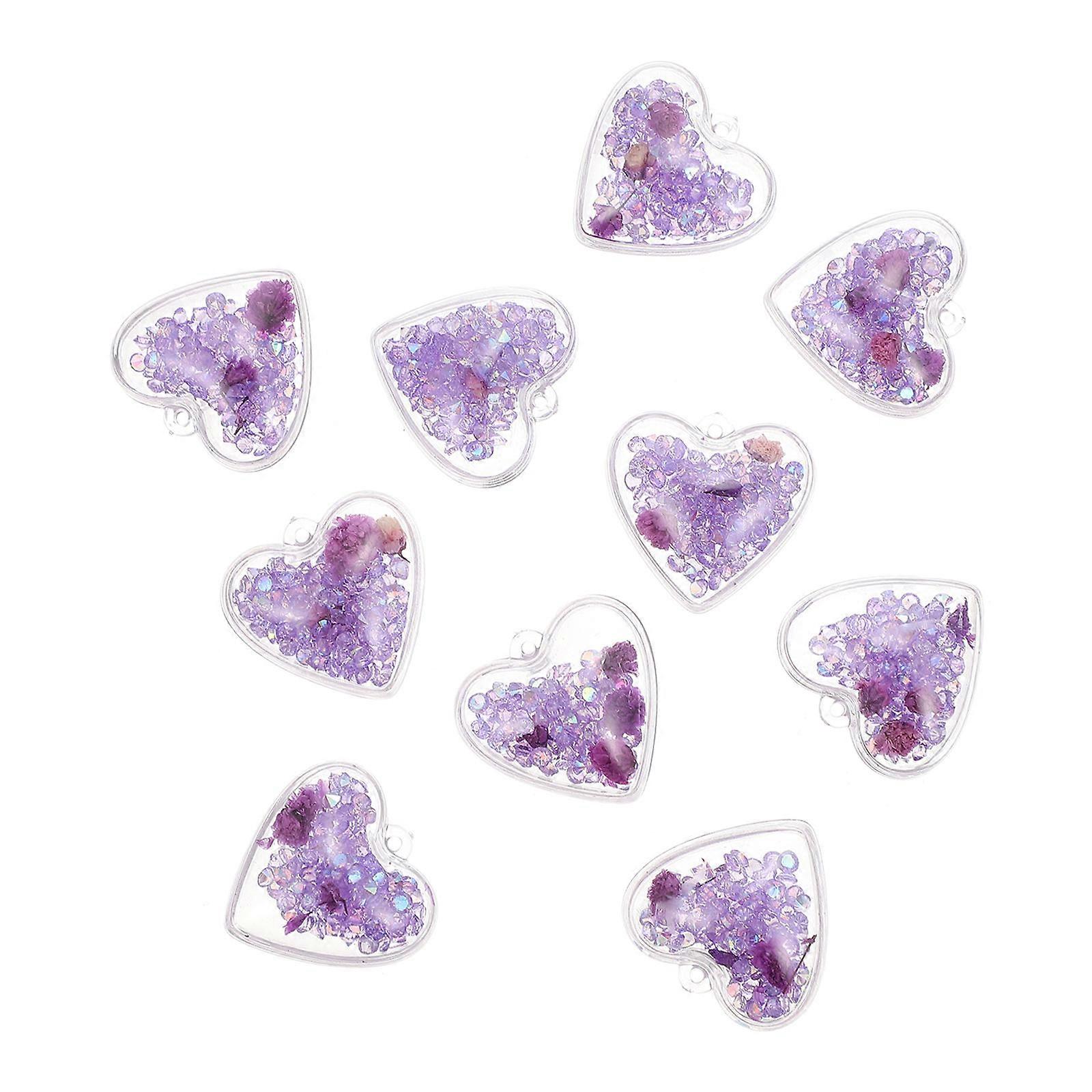 Purple Heart-Shaped Acrylic Pendant for DIY Jewelry Making 10pcs Decorative Beads for Craft Projects