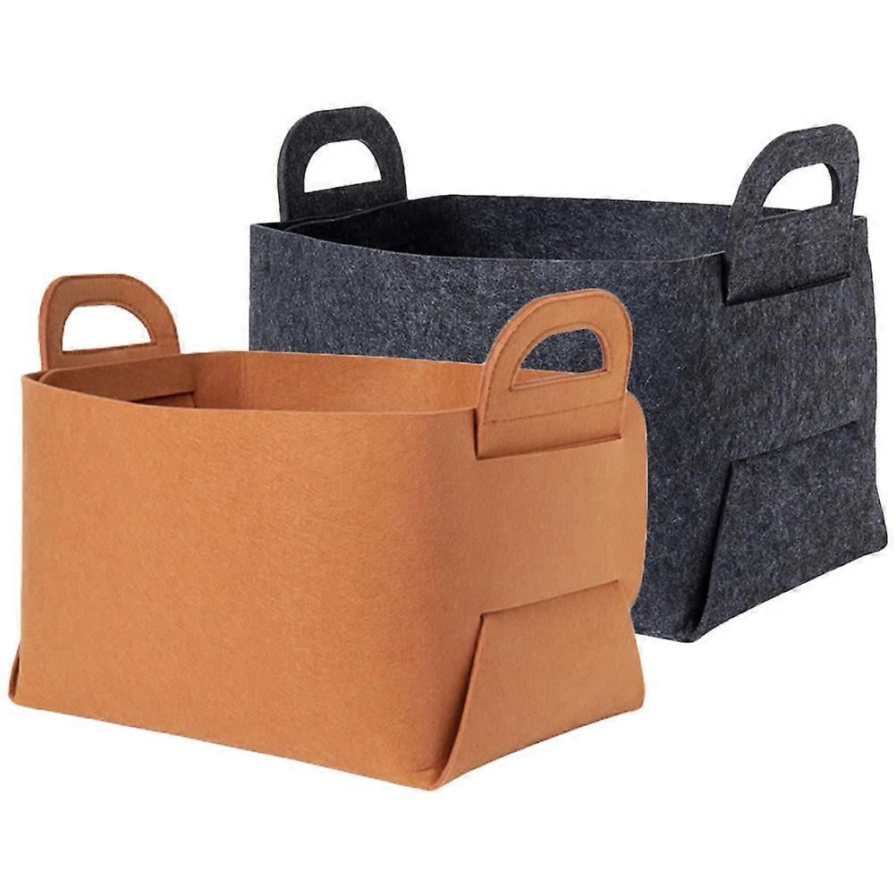Sundries Storage Basket 2Pcs Modern And Simple Felt Organizer For Office Use Clothes And Personal Items