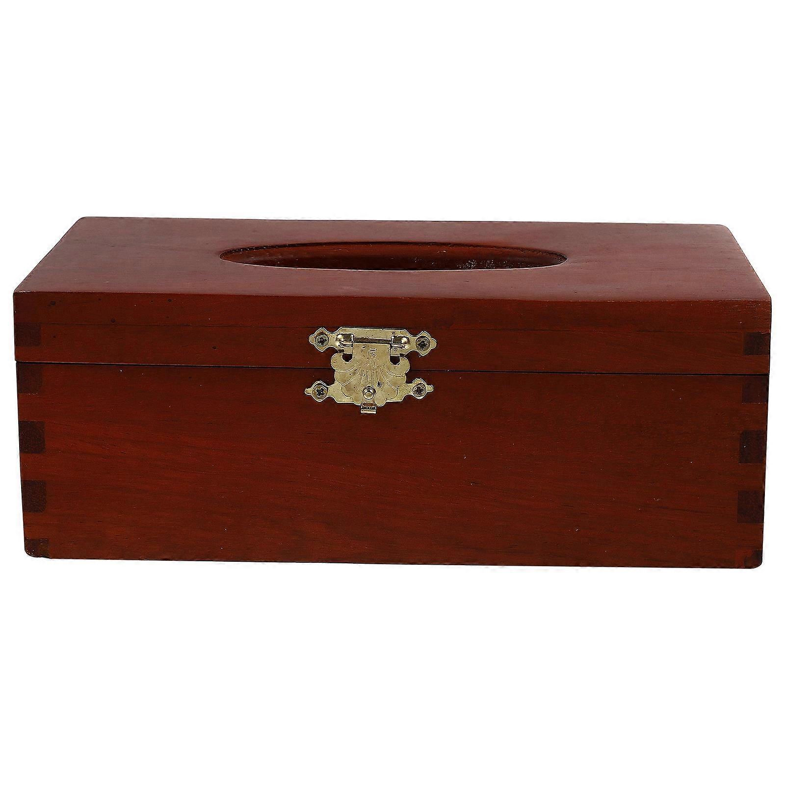 Creative Tissue Box for Car Use Red Solid Wood Storage Rack with Strong Capacity 1Pc