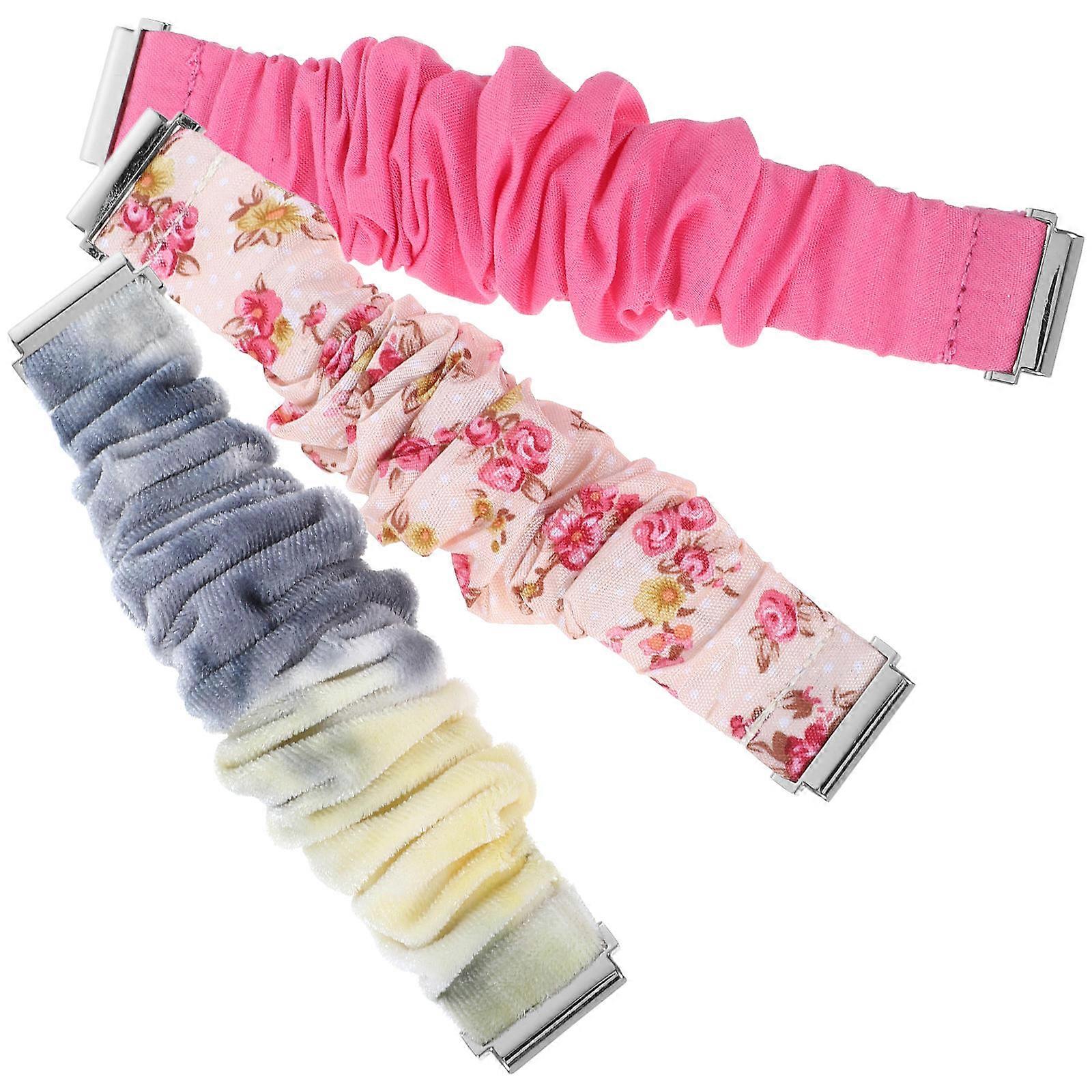 Stylish Watchband 3Pcs Replacement Wristbands For Casual Fashion Assorted Color Fabric Material