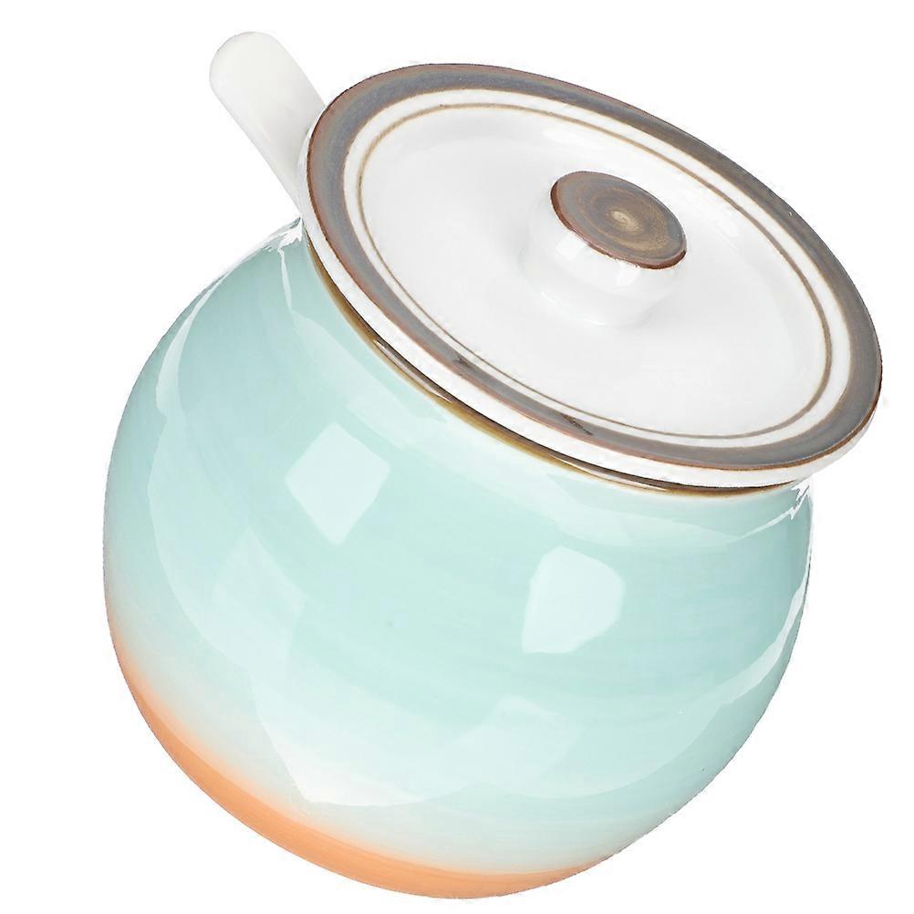 Ceramic Sugar Container For Home Kitchen Multi Color Round Condiment Holder 1Set