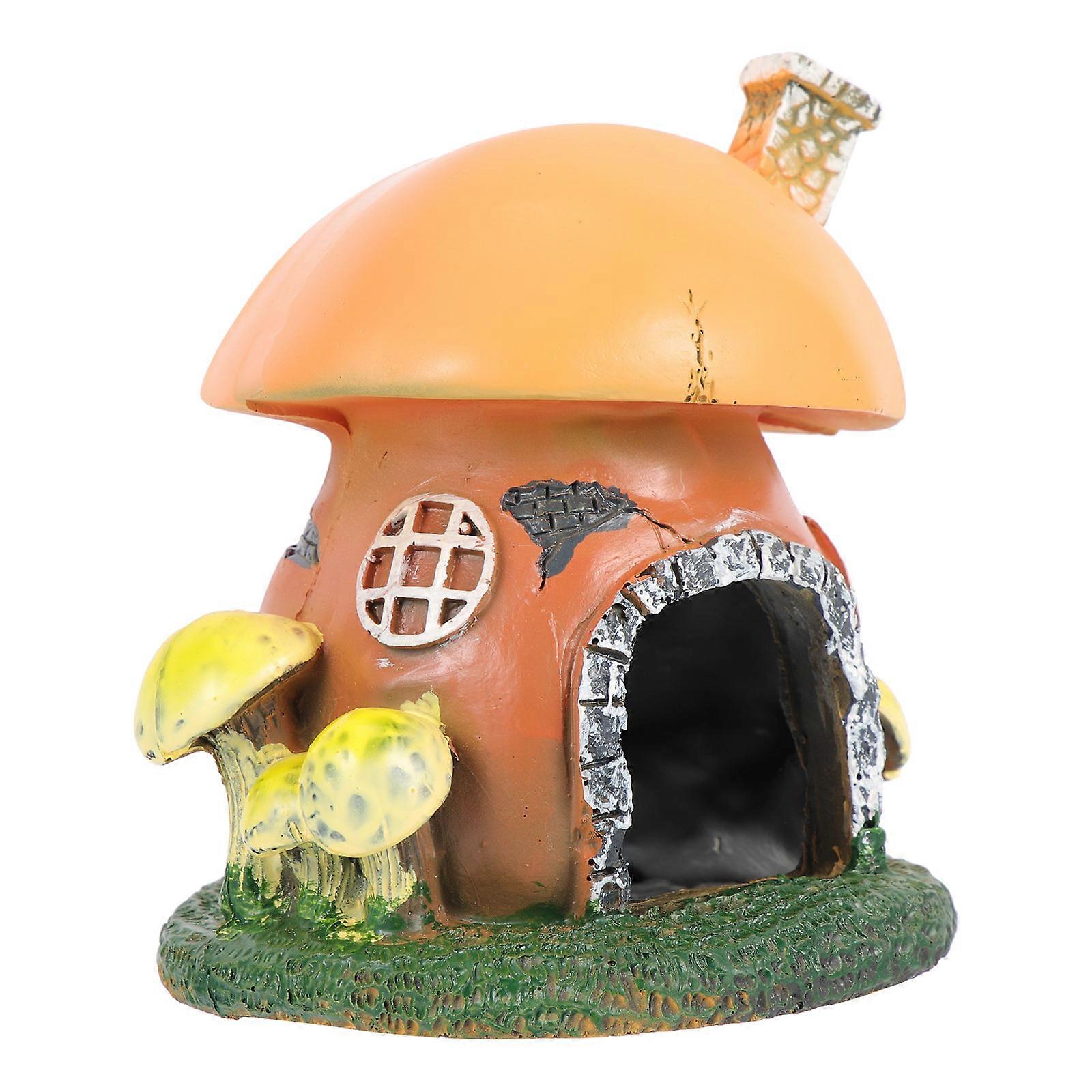 Multi Resin Fish Hideout Mushroom House for Aquarium Decor with Realistic Design and Non-Fading