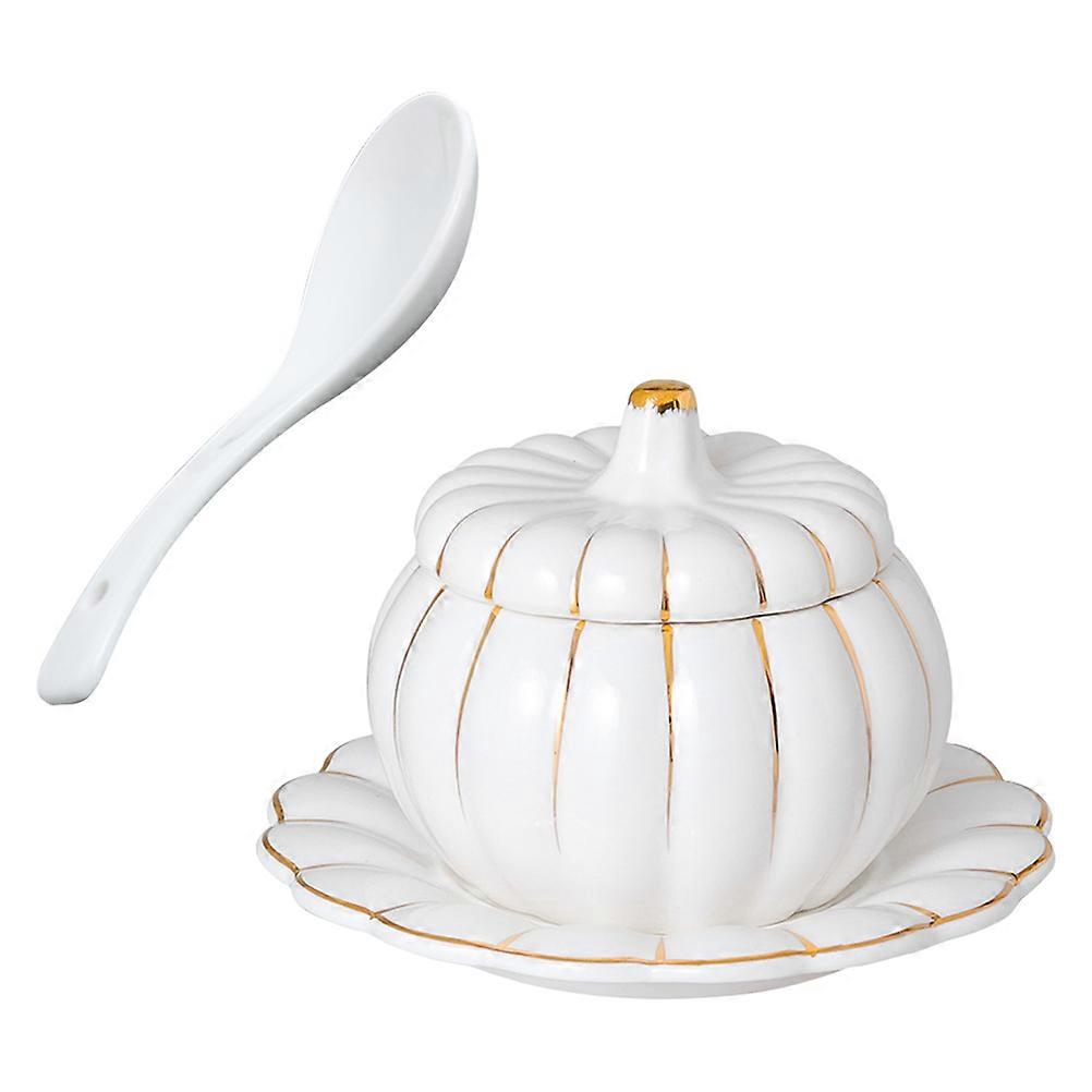 Ceramic Pumpkin Shaped Pot Set Perfect for Steaming Food and Serving Soups with A Dust Preventing Lid